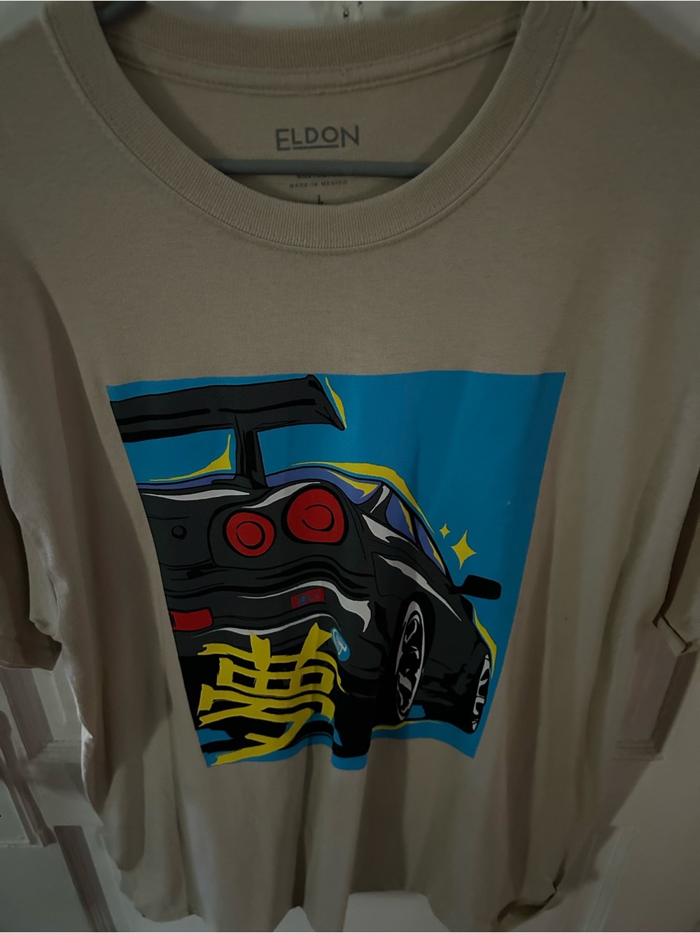 Eldon Men’s Tan Graphic Car Print Short Sleeve Tee